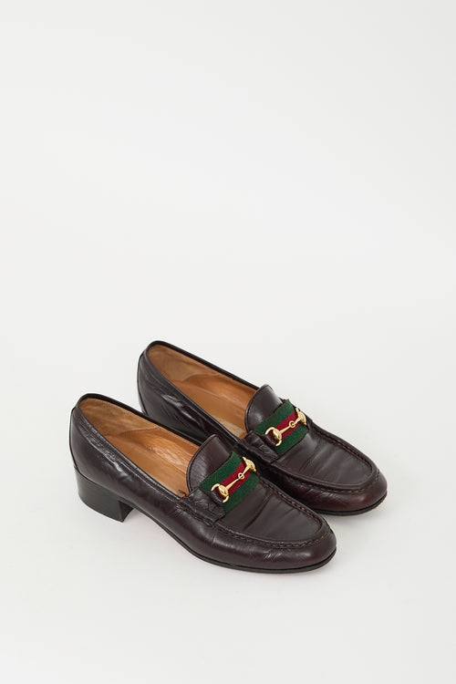 Gucci Brown & Multi Leather Webbed Loafer