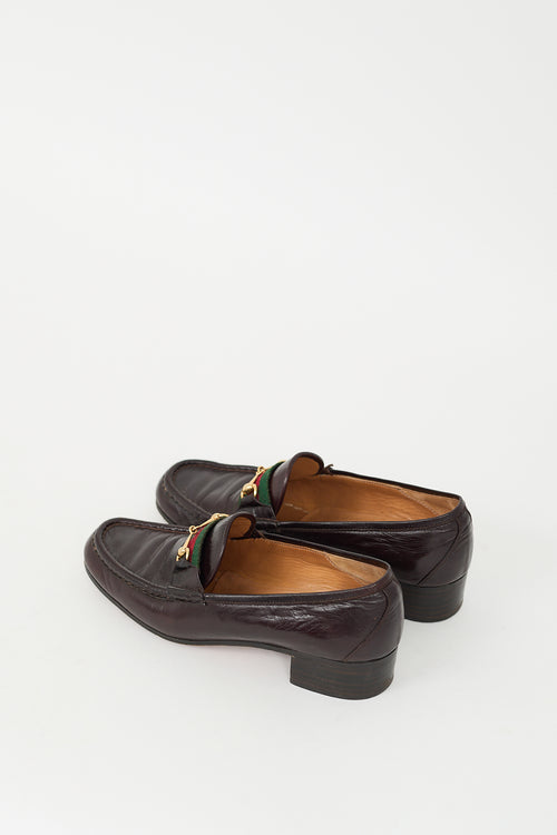 Gucci Brown & Multi Leather Webbed Loafer