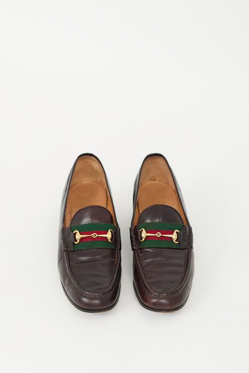 Gucci Brown & Multi Leather Webbed Loafer