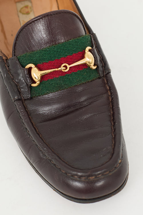 Gucci Brown & Multi Leather Webbed Loafer