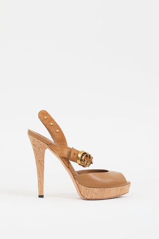 Gucci Brown Double GG Platform Heel