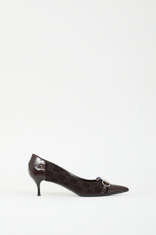 Gucci Brown Suede & Patent GG Pointed Toe Pump