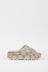 Gucci Beige & Grey Interlocking GG Platform Slide