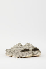 Gucci Beige & Grey Interlocking GG Platform Slide