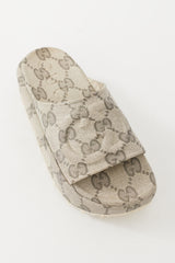 Gucci Beige & Grey Interlocking GG Platform Slide