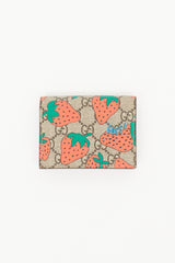 Gucci Brown & Red GG Supreme Canvas Strawberry Wallet