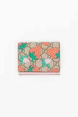 Gucci Brown & Red GG Supreme Canvas Strawberry Wallet