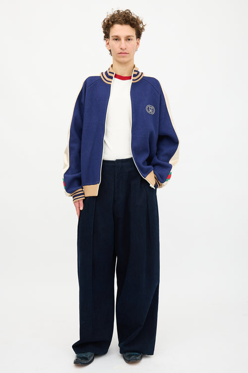 Gucci Wool Knit GG Varsity Jacket