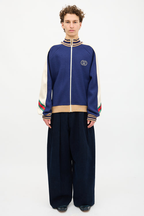 Gucci Wool Knit GG Varsity Jacket