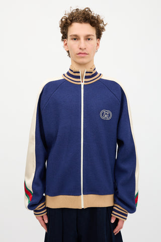 Gucci Wool Knit GG Varsity Jacket