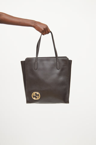 Gucci Brown Leather Interlocking G Tote Bag