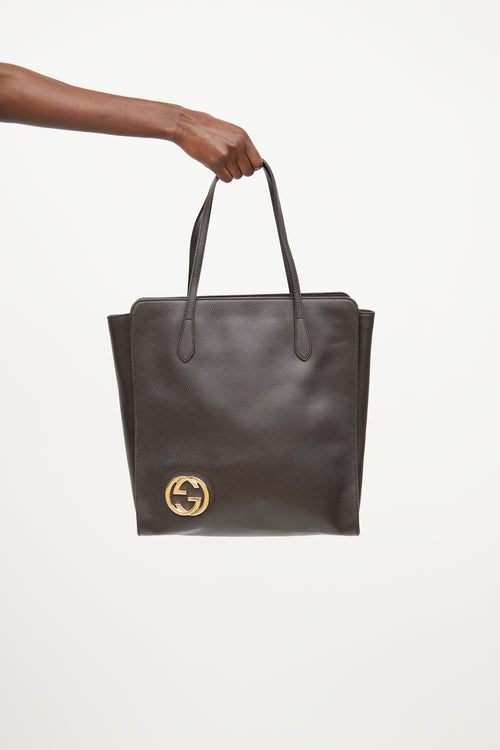 Gucci // Brown Leather Interlocking G Tote Bag – VSP Consignment