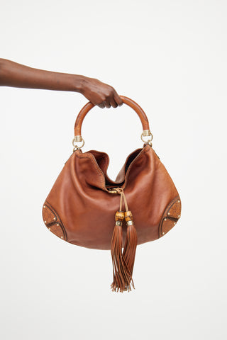 Gucci Brown Medium Indy Top Handle Bag