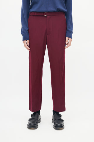 Gucci Burgundy & Blue Striped Wool Trouser