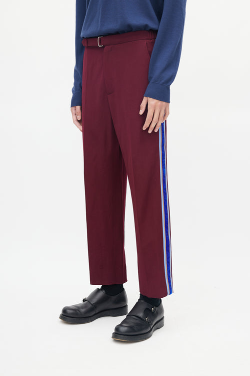 Gucci Burgundy & Blue Striped Wool Trouser