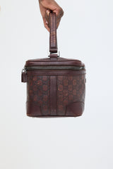 Gucci Burgundy Leather Monogram Cosmetic Bag