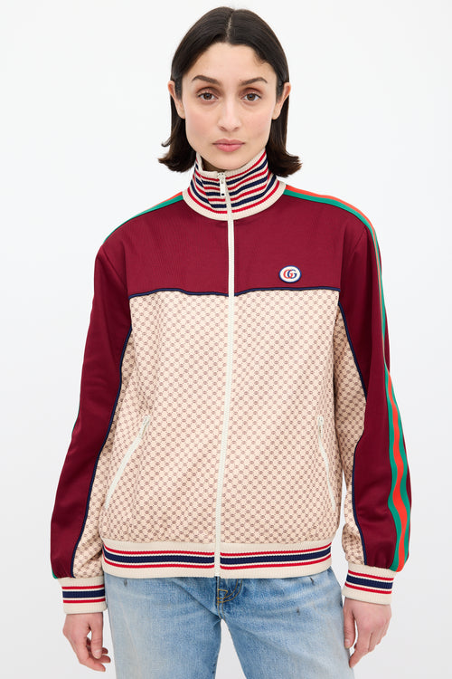 Gucci Burgundy & Multi GG Track Jacket