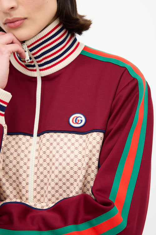 Gucci Burgundy & Multi GG Track Jacket