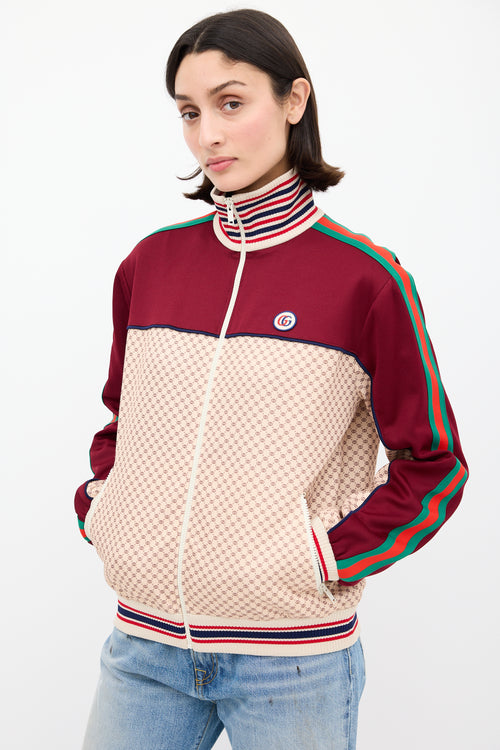 Gucci Burgundy & Multi GG Track Jacket