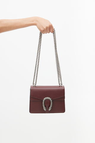 Gucci Burgundy & Silver Small Dionysus Leather Bag