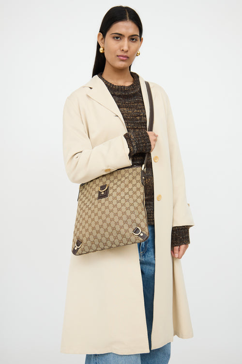 GucciBeige & Brown Canvas Abbey Crossbody Bag