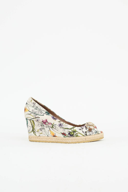 Gucci Floral Peep Toe Wedge