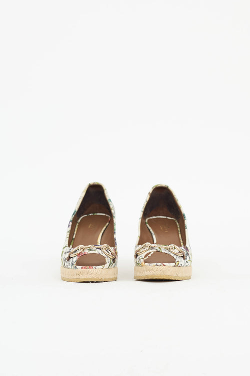 Gucci Floral Peep Toe Wedge
