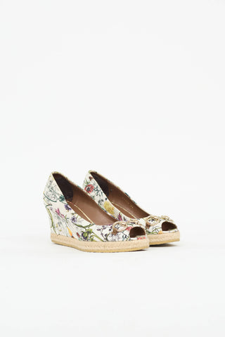 Gucci Floral Peep Toe Wedge