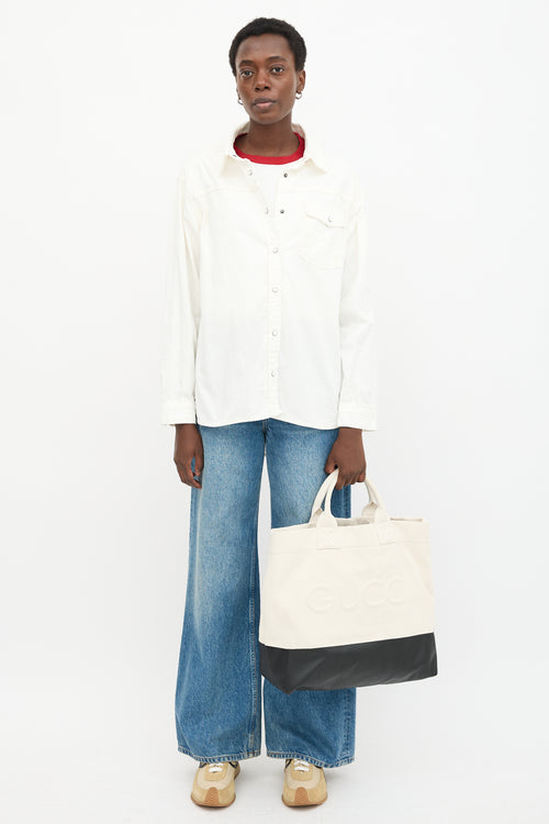 Gucci Canvas Embossed Logo Tote Bag