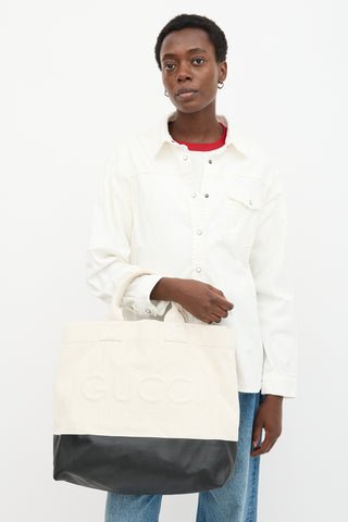 Gucci Canvas Embossed Logo Tote Bag