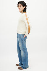 Gucci Cream & Brown Belted Wool Knit Sweater