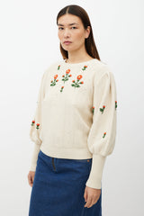 Gucci Cream & Multicolour Floral Knit Sweater