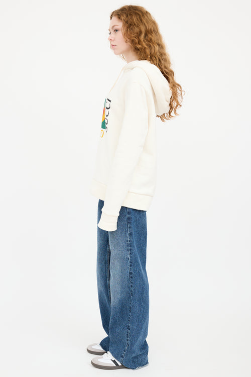 Gucci Cream & Multicolour GG Logo Hoodie