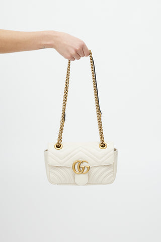 Gucci Cream Leather Mini GG Marmont Crossbody Bag
