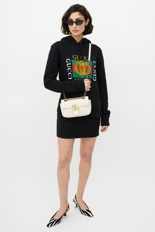 Gucci Cream Leather Mini GG Marmont Crossbody Bag