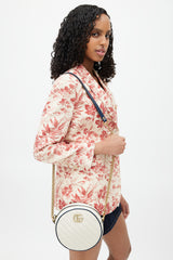 Gucci Cream & Gold GG Marmont Torchon Round Bag