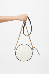 Gucci Cream & Gold GG Marmont Torchon Round Bag