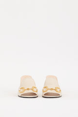 Gucci Cream & Gold Hardware Block Heel Mule