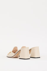 Gucci Cream & Gold Hardware Block Heel Mule