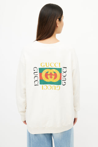 Gucci Cream Graphic Print Sweater