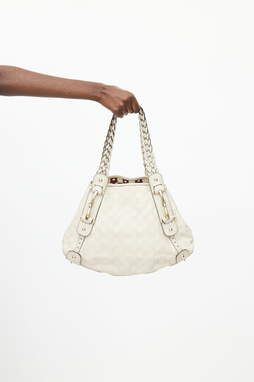Gucci Cream Monogram Pelham Leather Shoulder Bag