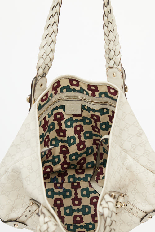 Gucci Cream Monogram Pelham Leather Shoulder Bag