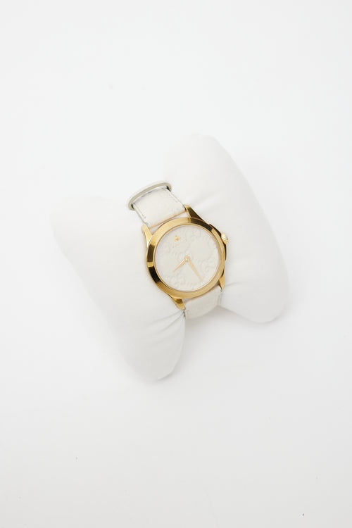 Gucci Cream Leather G-Timeless 38 Watch
