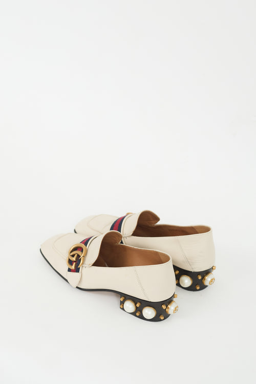 Gucci Cream Leather & Pearl Peyton Loafer