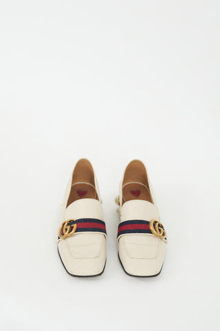 Gucci Cream Leather & Pearl Peyton Loafer