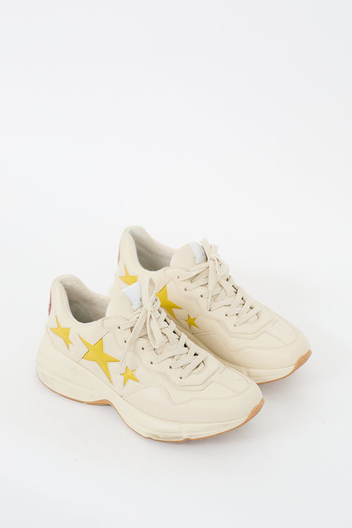 Gucci Beige & Yellow Leather Rhyton Star Sneaker