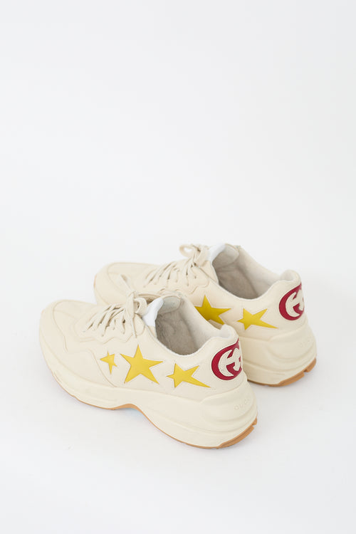 Gucci Beige & Yellow Leather Rhyton Star Sneaker