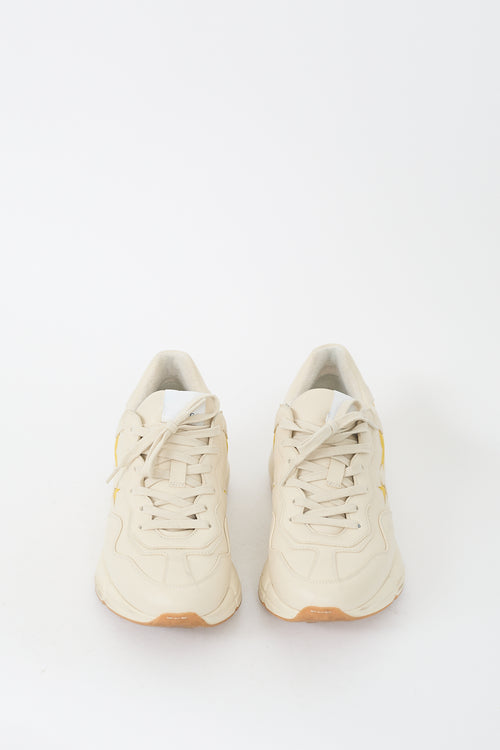 Gucci Beige & Yellow Leather Rhyton Star Sneaker