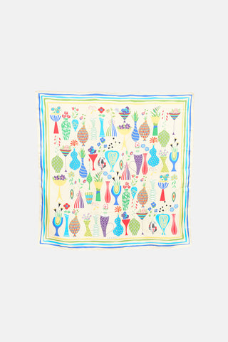 Gucci Floral Abstract Vase Silk Scarf