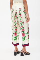 Gucci Cream & Multi Silk Floral Web Cardigan & Pant Set